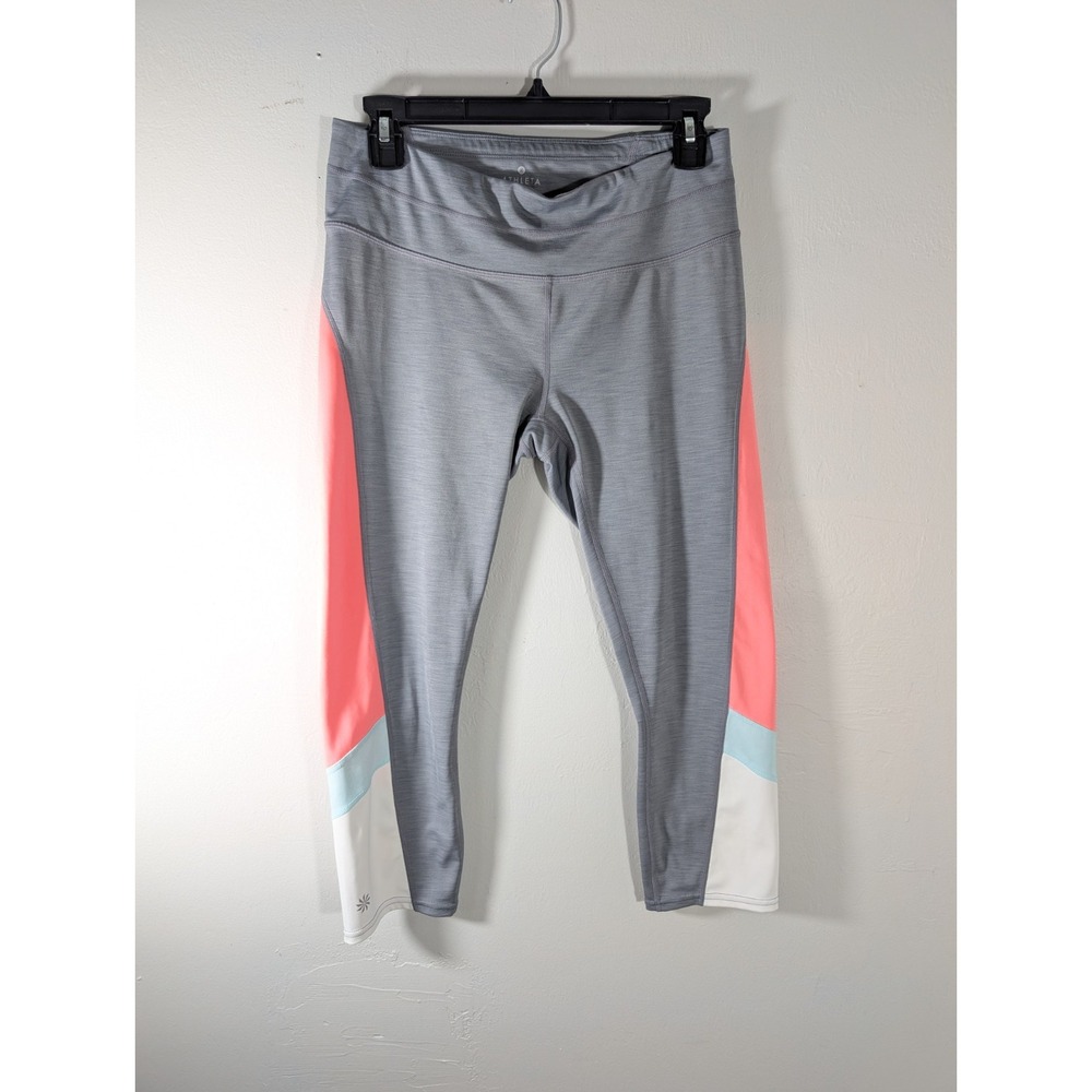 Athleta Womens Cropped Leggings Size Medium Gray Pink Multi